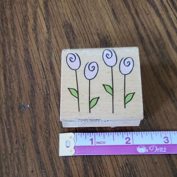 Katie & Co Tulip Flower garden rubber stamp 2 x 2 - Picture 2 of 6